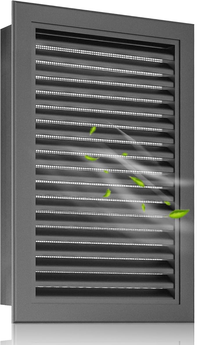 16"x22" Gable Vent Aluminum Alloy, Heavy-Duty Attic & Shed Vent with Metal Mesh, Moisture & Condensation Protection Opening 14"x20" Gray