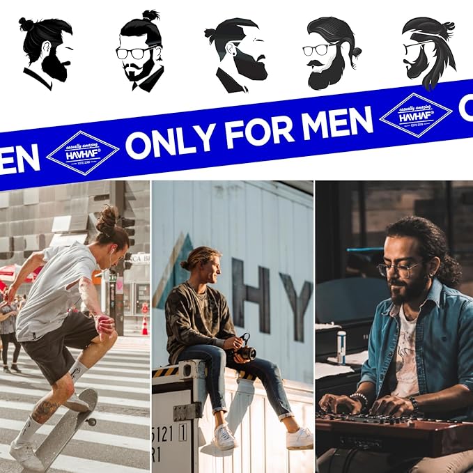 Braided Mens Hair Ties For Men 5 pcs(XL, New Navy) - For Buns Curly Thick Dense Hair Elastic Hair Ties For Guys | No damage Crease Breakage Man Bun Hair Tie Men with Long Hair | Perfect hairtie