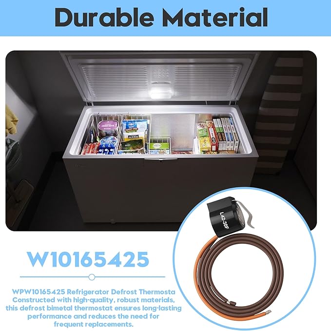 W10165425 Refrigerator Defrost Thermostat Replacement Fits for Whirlpool,May-tag and Ken-More,Amana,Replaces wp67003426,67003426,12555902,WPW10165425,AP6016065,12639324SP,1455131,PS11749348