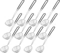 Geiserailie 12 Pieces 6 Pieces Hot Pot Kit Strainer Scoops Stainless Steel 2.5 Inch Mini Spider Strainer Skimmer Pasta Mesh Spoon Asian Skimmer Spoon Ladle with Handle for Home (Black)
