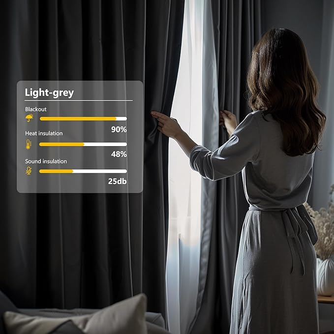 Room Divider Blackout Curtain Track Curtains Wall Dividers Panels Screen for Living Rooms Bedroom Office Privacy Partition Separation, W120 × L108 Inch,1 Panel, Light Grey