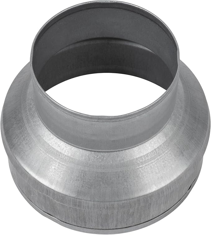 6" to 4" Inch Duct Pipe Adapter - Galvanized Steel HVAC Ducting Reducer for Ventilation - PVC Pipe, Hose Coupler - Heavy Duty Exhaust, Air Conditioner Fittings - Vent Flange Connector