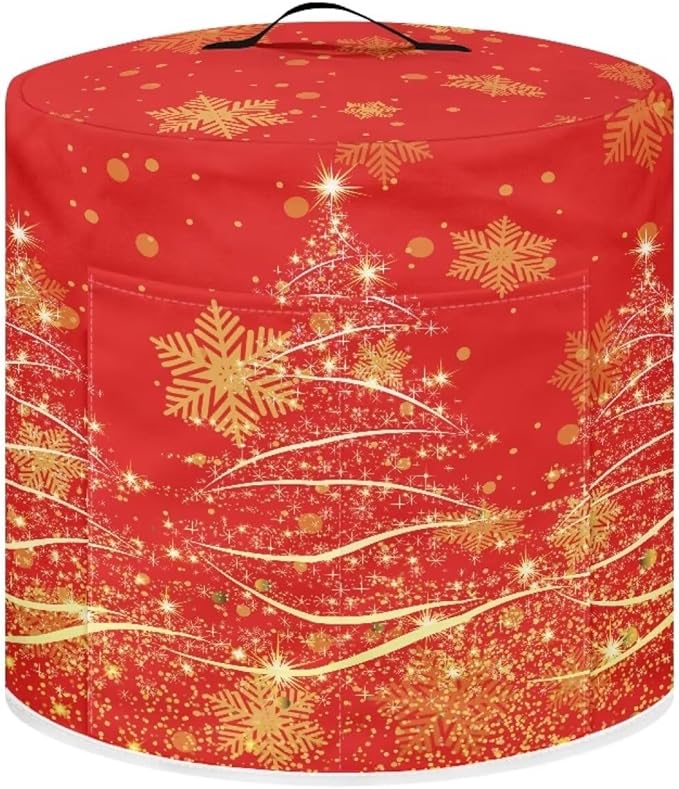 Golden Christmas Tree Dust Cover for Kitchen Instant Pot Accessories Appliance Cover Quart Pressure Cooker Air Fryer Rice Cooker Kitchen Appliance Dust Covers with Storage Pockets Size M