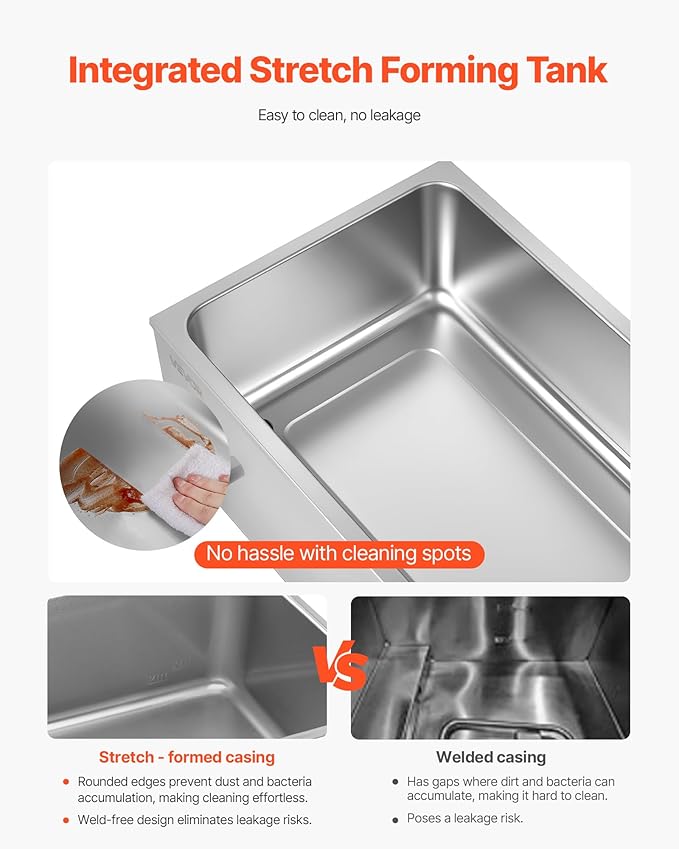 VEVOR 6-Pan Commercial Food Warmer, 24QT Electric Steam Table, 1200W Professional Countertop Stainless Steel Buffet Bain Marie with 86-185°F Temp Control for Catering and Restaurants, Silver