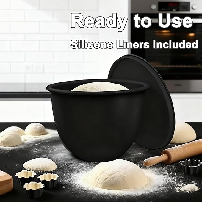Silicone Bowl Insert Compatible with 5 Qt KitchenAid Tilt-Head Mixer, Food-Grade Non-Slip Bowl Liner, Dishwasher Safe & Easy to Clean Replacement Accessory (Black)