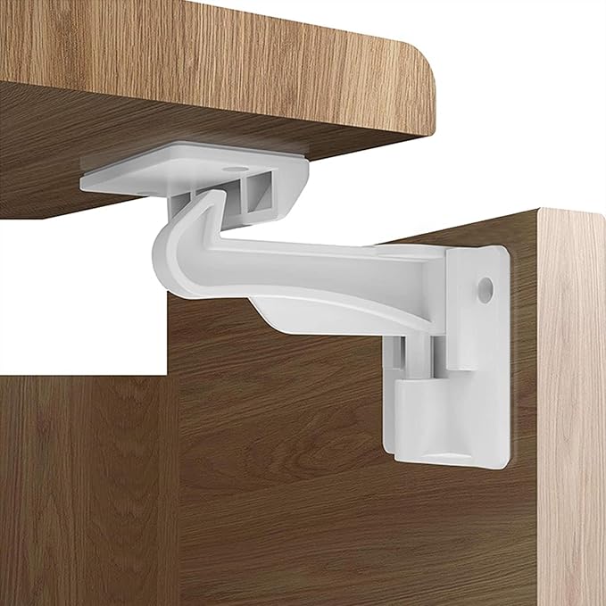 8 Pack Upgraded Invisible Baby Proofing Cabinet Latch Locks - No Drilling or Tools Required, Children Proof Cupboard Drawers Latches, Works with Most Cabinets and Drawers - Adhesive Easy Installation