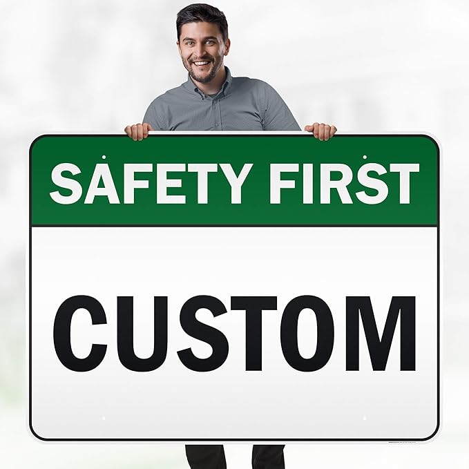 Custom Safety First Sign, Ansi Sign, Osha Compliant, 36x48 Inches, Reflective, Rust Free DiBound, Fade Resistant, Made in USA by My Sign Center