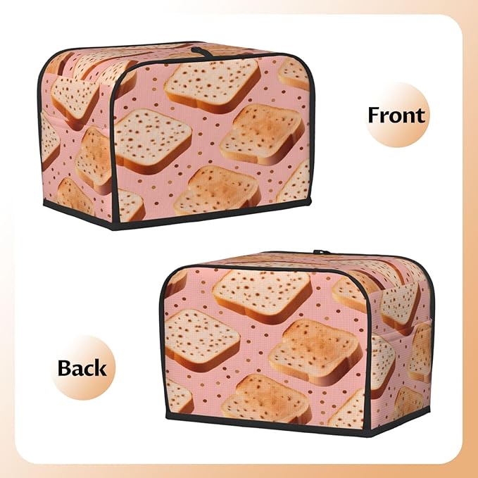 Toaster Cover 2 Slice Bread Pattern Waterproof Appliance Cover with Hang Loop Bread Baker Toaster Cover for Kitchen
