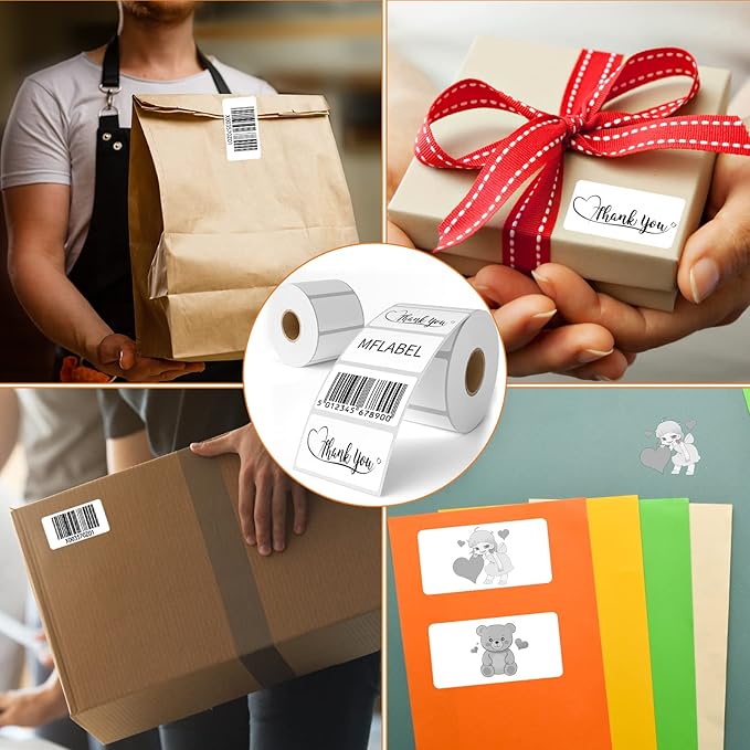 MFLABE 60 Rolls of 1000 2-1/4 x 1-1/4 Inch Direct Thermal Perforated Shipping Labels,SKU Labels