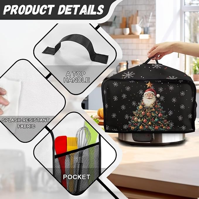 Christmas Tree Small Appliance Dust Cover Measuring 17" x 10.8" x 9.8" Crock Pot Slow Cookers cover Kitchen Living Room Table Decorations Kitchen Utensils