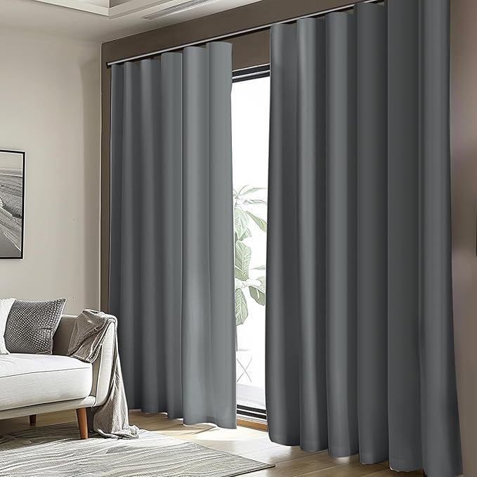 Room Divider Blackout Curtain Track Curtains Wall Dividers Panels Screen for Living Rooms Bedroom Office Privacy Partition Separation, W120 × L96 Inch,1 Panel, Light Grey