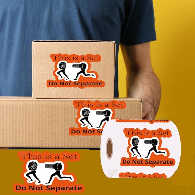1step2dream This is a Set Do Not Separate Labels | Funny Packing Stickers - Humorous Screw & Nut Design - Adhesive Labels - Industrial Style Shipping Decals