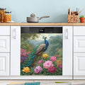 Peacock Flowers Garden Green Dishwasher Magnet Cover Front Door Magnetic Dishwasher Cover Decorative Refrigerator Magnet Covers Fridge Panel Decal for Kitchen Home, 23" x 26"