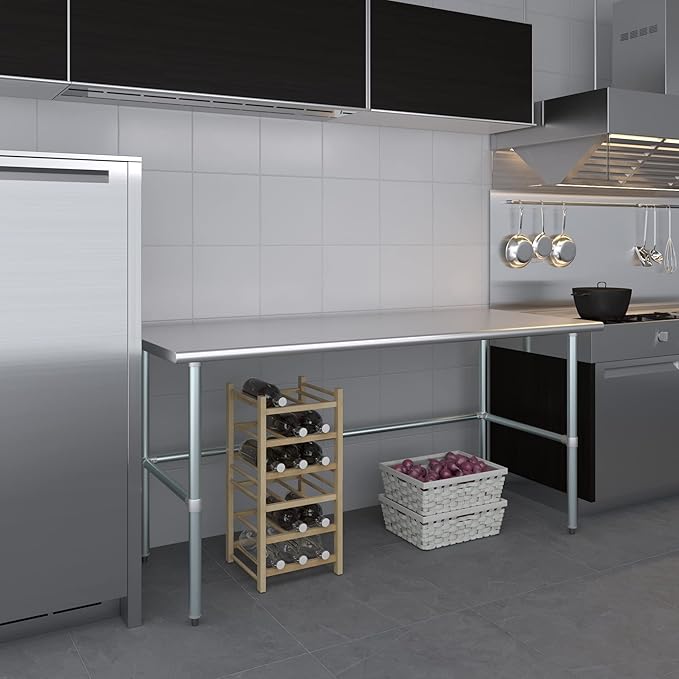 AmGood Stainless Steel Work Table Open Base | NSF Kitchen Island Food Prep | Laundry Garage Utility Bench (72" Long X 30" Deep)