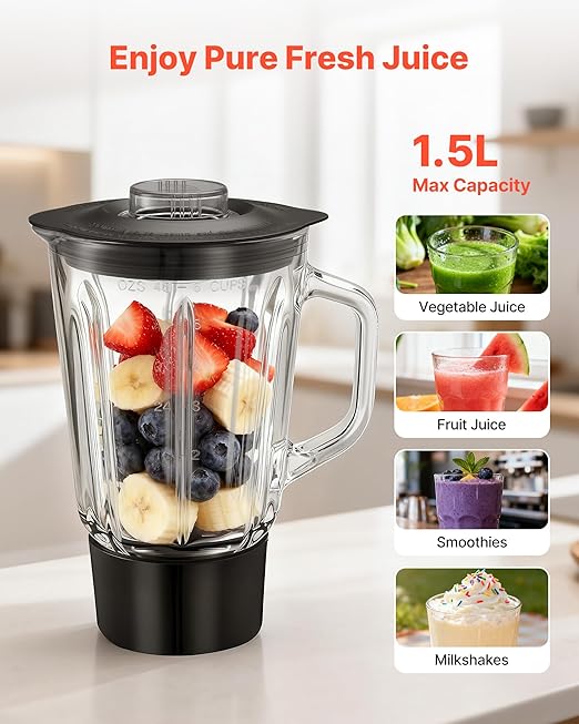 VEVOR Stand Mixer, 6 QT Electric Kitchen Mixer, 660W Dough-Mixer, 6+P Speeds Tilt-head Food-Mixer with 1.6 QT Blender Cup, Stainless Steel Bowl, Dough Hook, Whisk, Beater, for Baking, Mixing, Red