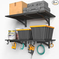 2-Pack 2x3ft Garage Shelving Wall Mounted, 2' x 3' Heavy Duty Garage Storage Shelves with Hooks, 500LB Capacity