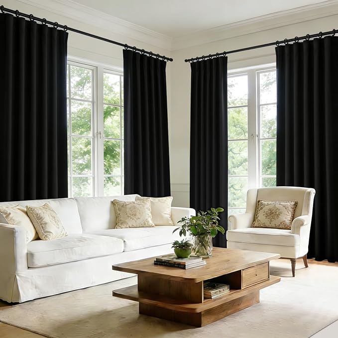 Room Divider Blackout Curtain Track Curtains Wall Dividers Panels Screen for Living Rooms Bedroom Office Privacy Partition Separation, W52 × L96 Inch,1 Panel, Black