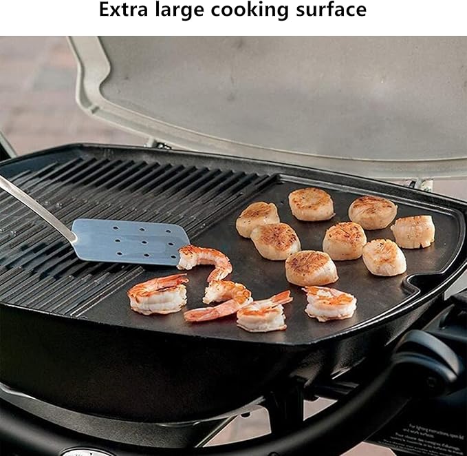 For Weber Q Griddle, 6506 Cast Iron Griddle for Weber Q300 Q320 Q3000 Q3100 Q3200 Series Gas Grills Parts, Grill Griddle Insert for weber 57060001 586002 426001 56010049 404341, 17.8" x 12.4"