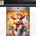 Vintage Alpine Cow Dishwasher Magnet Cover Vintage Alpine Cow Front Dishwasher Cover Decoration Reusable Magnetic Door Cover Panel Decal Home Appliances Stickers Kitchen Refrigerator 23"X26"