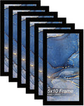 5x10 Picture Frame Set of 6, Black Frame for 5 x 10 Inch Picture Poster Photo, Light Weight and High Transparent 5 by 10 Frame for Wall - 6 Pack/Black/5"x10"