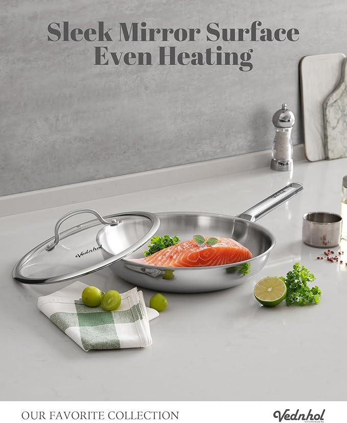 Stainless Steel Frying Pan Set,8"&10"&12" Tri-Ply Stainless Steel Pans,Skillet,Frying Pan Stainless Steel,PFOA&PTFE Free,Dishwasher&Oven Safe,Induction Compatible Steel Pans for Cooking