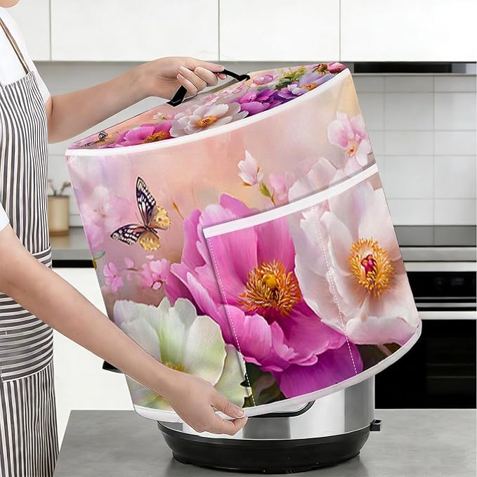 Rice Cooker Cover, Dust Cover for Kitchen Appliances with Handle and Storage Pocket, Easy to Clean Kitchen Decor Gift, Fits 3-6-8 Quart Instant Pot, Slow Cooker and Air Fryer