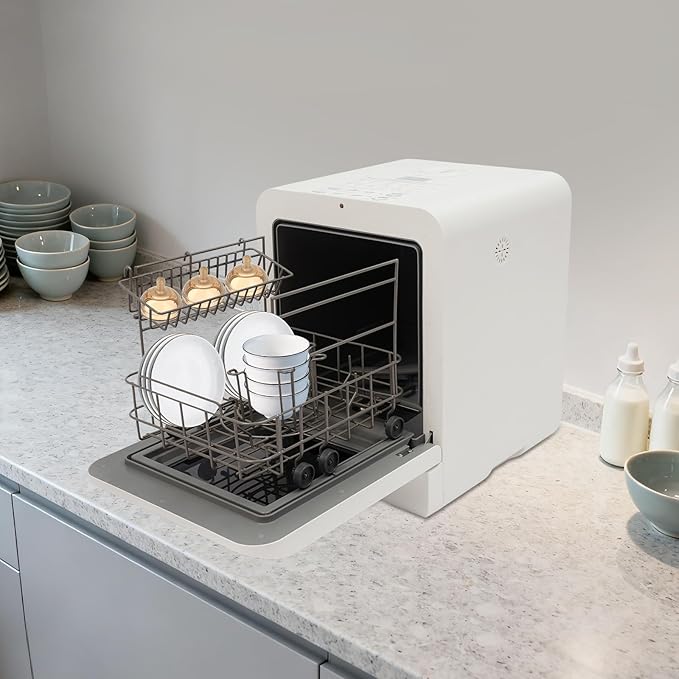 Portable Countertop Dishwasher with Drying Function, Compact Energy Saving Dishwasher for Apartments/RVs, Smart Mini Dishwasher For Apartments,Dorms,Rvs,Kitchens