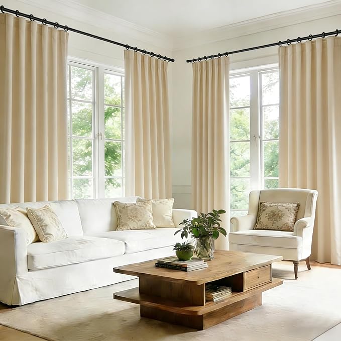 Room Divider Blackout Curtain Track Curtains Wall Dividers Panels Screen for Living Rooms Bedroom Office Privacy Partition Separation, W52 × L96 Inch,1 Panel, Beige
