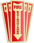 iSYFIX Fire Extinguisher Glow in the Dark Aluminum Signs – 5 Pack 4x12 Inch – Photoluminescent, Laminated for Ultimate UV and Fade Resistance, Indoor and Outdoor, for Business, Schools, Hospitals,