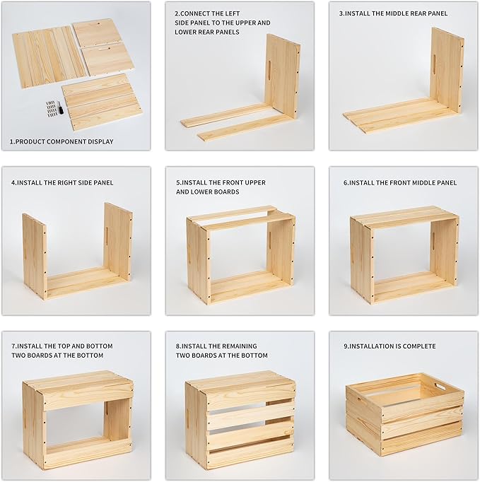 Extra Large Pine Wood Crates For Storage, Vinyl Records Storage Crates,The Storage Crates Are Made Of Pure Natural Solid Wood,Exuding Natural Pine Flavor,Unfinished Wooden Crates For Display . (1)