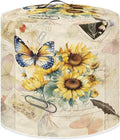 Insulated Pressure Cooker Appliance Cover, Also Fit for Rice Cooker, Air Fryer and Crock Pot, 3 Qt Dust Cover with Pocket for Spoon/Cooking Utensils/Recipes, Butterfly Sunflower Retro