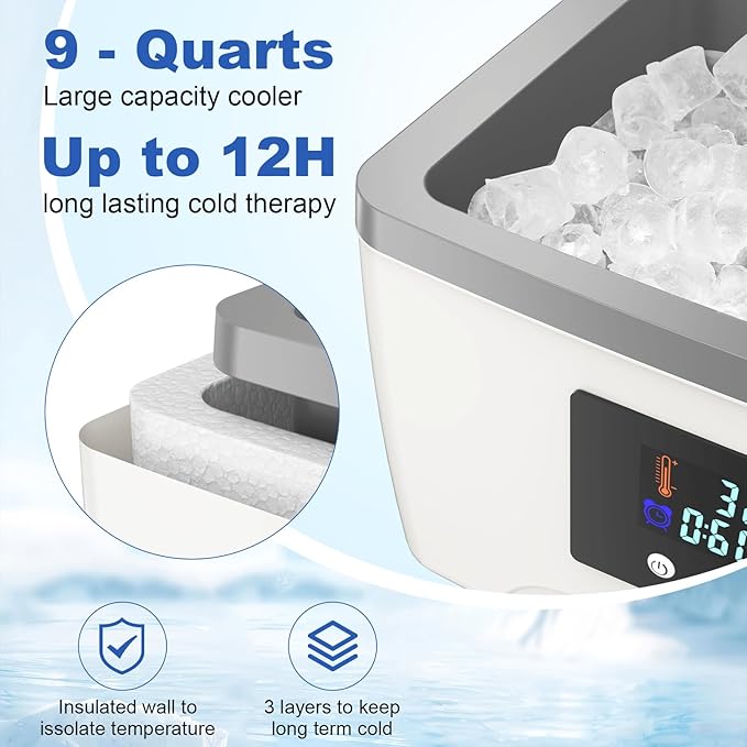 Ice Machine for Knee After Surgery, 9 Quarts Cold Therapy Machine with Digital Panel, Timer Looped Cryotherapy for Knee Replacement, Post-Surgery Swelling Relief, Sprains Recovery