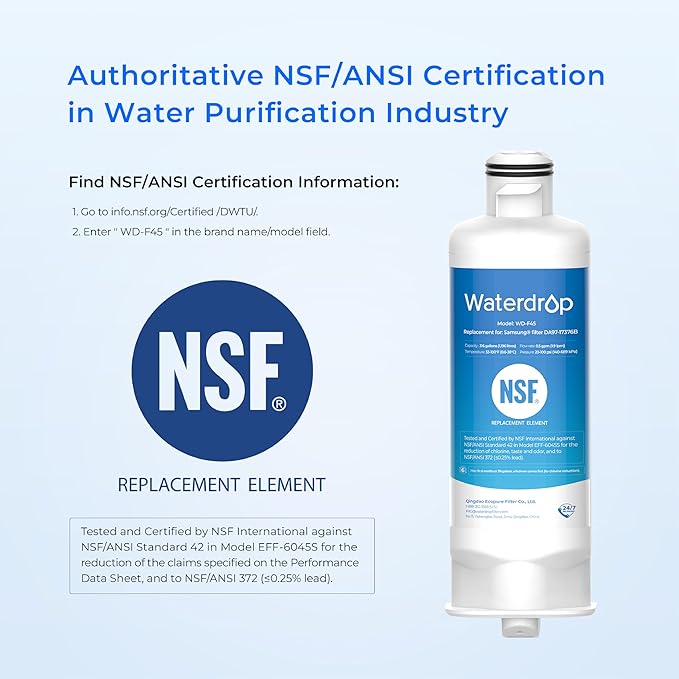 Waterdrop DA97-17376B Replacement for Samsung® HAF-QIN/EXP, DA97-08006C, RF28R7201SR, RF28R7351SG, WD-F45, Refrigerator Water Filter, 3 Filters