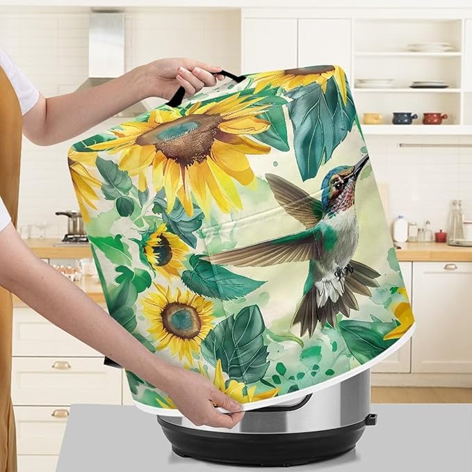 Sunflower Hummingbird Pot Covers for Instant Pot Accessories 3 Quart Small Appliance Covers Blender Cover Dust Cover for Kitchen Living Room Table Dust Resistant M