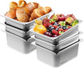 VEVOR 6 Pack Stainless Steel Hotel Pans - 1/2 Size 6-Inch Deep 0.8mm Thick Anti-Jam Commercial Food Pans for Steam Tables, Restaurants, Catering & Industrial Use