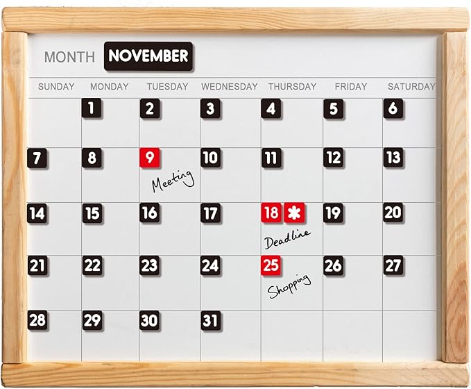 Double-Sided Magnetic Numbers and Months for Dry Erase Calendar Whiteboard, Calendar Magnets for Magnetic Whiteboard and Refrigerator Calendar(0.55”x0.55”)