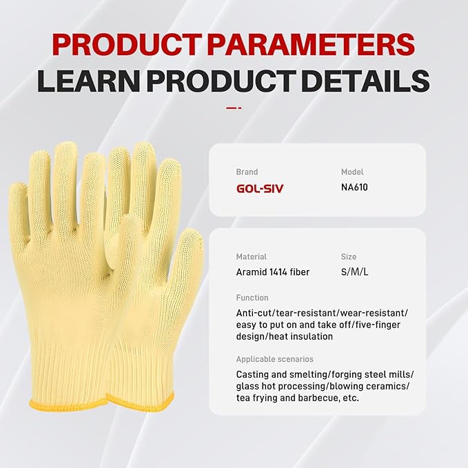 Heat Cut Resistant Gloves,Aramid Oven Gloves with Fingers,Heat Resistant Up to 550°F, Thick Knit Design,Machine Washable - Kevlar Knit Work Gloves for Men & Women(Aramid, Medium)