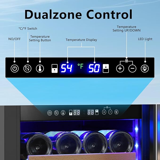 Antarctic Star 385L Wine Cellar Under Counter Built-in Beverage Cooler Mini Fridge Clear Glass Door Digital Memory Temperature Control, Beer Soda LED Light Safety Lock Quiet Operation