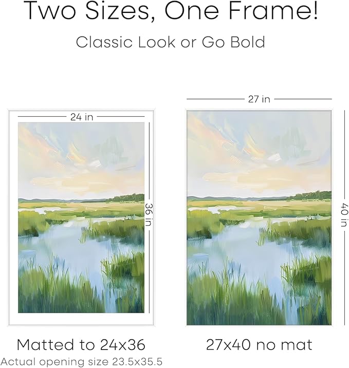 Homeforia 27x40 inch Poster Frame White, High End Metal 27 x 40 Large Movie Picture Frames with Mat 24 by 36 in Photo, 27x40 Thin Frame Matted to 24x36, 40x27 Frame, Tempered Glass, Wall Kit, Set of 1