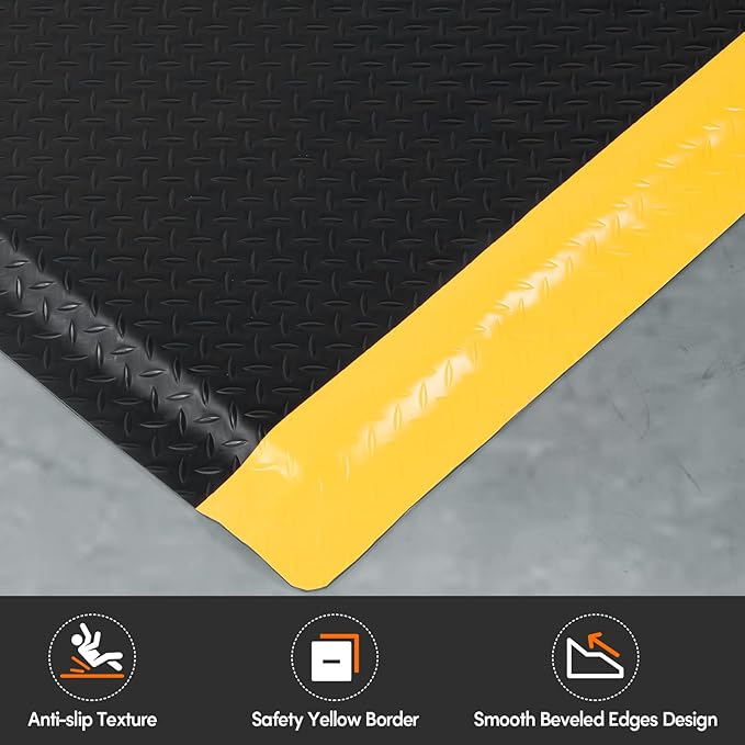 Anti Fatigue Mats Industrial 2' x 6' 15/16" Thick Ergonomic Standing Mat Commercial Kitchen Mat Heavy Duty Diamond Plate Cushioned Shop Floor Mats Helps Relieve Back and Leg Soreness