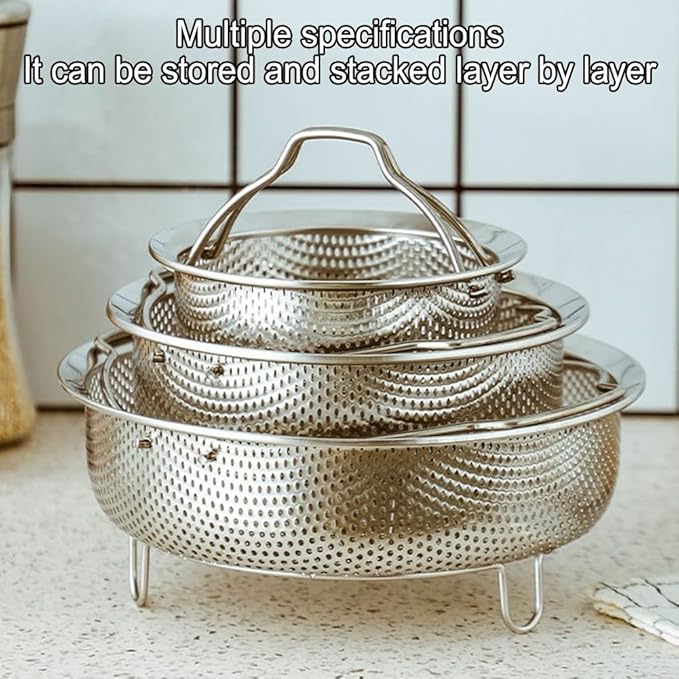 Steamer Basket for Rice Cooker, 304 Stainless Steel Steamer Insert, Separate Rice and Porridge, for Steam Basket Cooking Pots Pressure Cooker, (22cm)