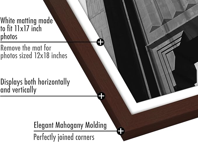Americanflat 12x18 Poster Frame with Polished Plexiglass - Set of 5 - Use as 11x17 Frame with Mat or Display 12x18 Photo Without Mat - Galleria Collection - Picture Frames for Wall Display - Mahogany