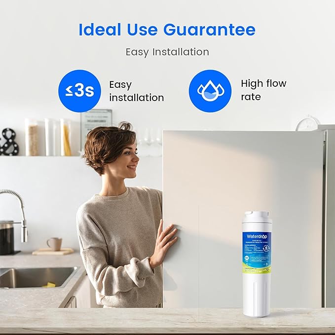 Waterdrop EDR4RXD1 Replacement for EveryDrop® Filter 4, Whirlpool® UKF8001, 4396395, Maytag® UKF8001AXX-200, UKF8001AXX-750, WD-F07, Refrigerator Water Filter, 2 Filters (Package May Vary)