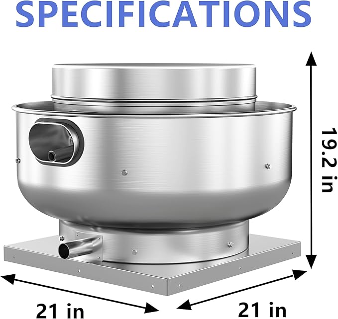 Restaurant Hood Grease Rated Exhaust Fan- Food Truck High Speed Direct Drive Centrifugal Upblast Exhaust Fan 0.25HP 110 Volt Single Phase Motor 1500-1700 CFM
