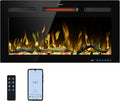 33" WiFi Electric Fireplace Inserts, Recessed and Wall Mounted Fireplace Heater W/Adjustable Flame Color & Brightness, Thermostat, 9H Timer, App and Remote Control, 750/1500W