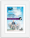 Americanflat 5x7 Picture Frame with Shatter-Resistant Glass - Use as 4x6 Frame with Mat or Display 5x7 Photo Without Mat - Signature Collection - Picture Frames for Tabletop and Wall Display - White