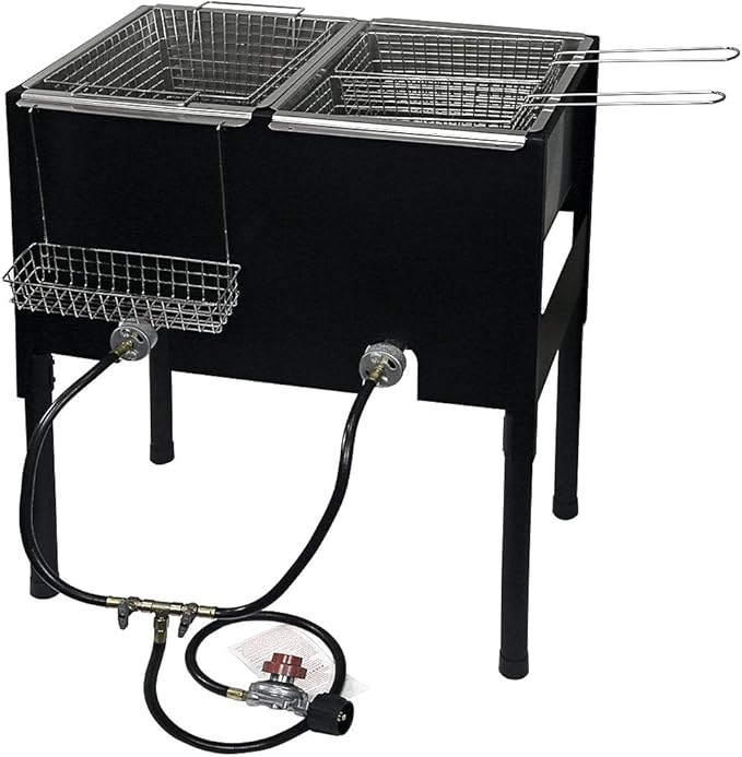 Barton 148,000 BTU High-Pressure Triple Basket Deep Fryer Dual Burner Propane LPG Fish Cooker Fry Basket Fryer Outdoor Catering, Events, Camping