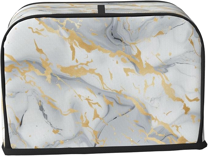 Toaster Cover 2 Slice with Pockets, Geometric Marble Texture Print Kitchen Accessories Decor Bread Maker Oven Protector Covers Dust Proof Fingerprint Covers