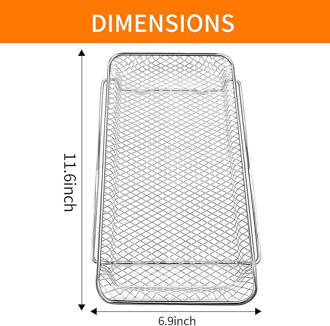 Air Fryer Basket Replacement for Emeril Lagasse Dual Zone 360 Air Fryer Oven 25 QT, 11.6" x 6.9" Non-stick Mesh Convection Toaster Oven Wire Rack Accessories Parts, Dishwasher Safe