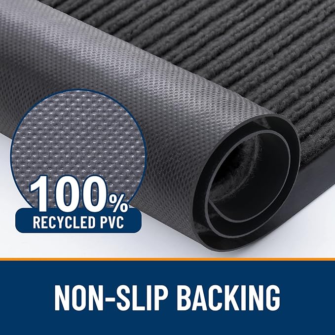OLANLY Front Door Mat Indoor Outdoor Entrance, Waterproof Heavy Duty Doormat, Fade Resistant, Low Profile, Easy Clean Patio Porch Welcome Floor Mats for Entry, 59x34, Charcoal Grey